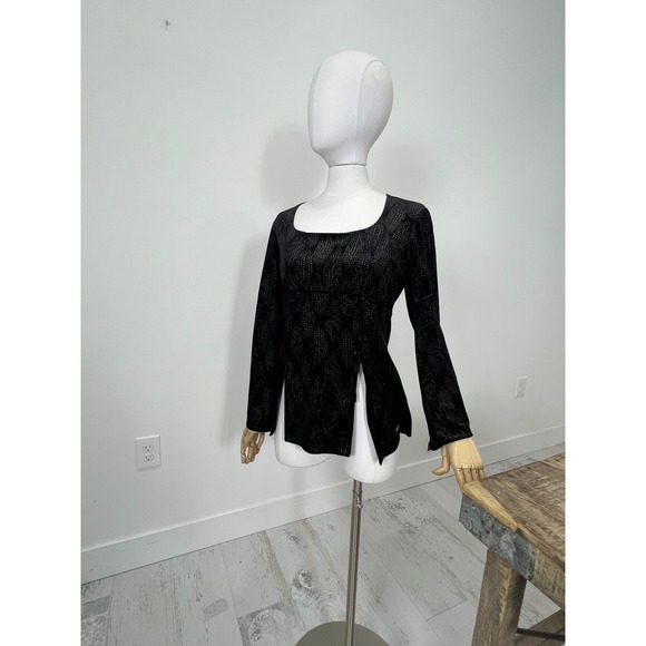 Versace Velvet Long Sleeve Stretchy Goth Top Size Large - Picture 4 of 7